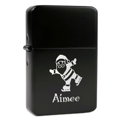 Santa Clause Making Snow Angels Windproof Lighter - Black - Double Sided & Lid Engraved (Personalized)