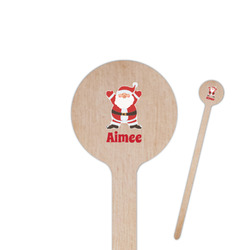 Santa Clause Making Snow Angels 7.5" Round Wooden Stir Sticks - Double Sided (Personalized)