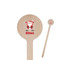 Santa Clause Making Snow Angels Wooden 7.5" Stir Stick - Round - Closeup