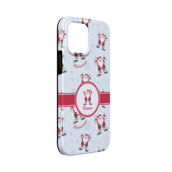 Custom Santa Clause Making Snow Angels iPhone Case - Rubber Lined - iPhone 13 Mini (Personalized)