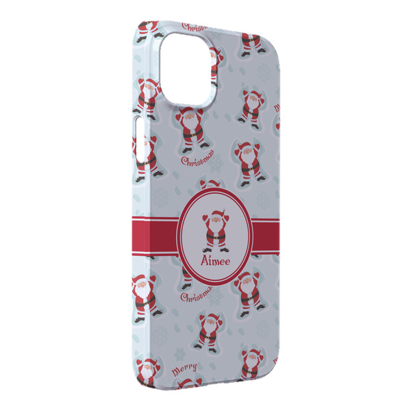 Custom Santa Clause Making Snow Angels iPhone Case - Plastic - iPhone 14 Plus (Personalized)