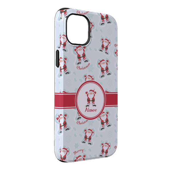 Custom Santa Clause Making Snow Angels iPhone Case - Rubber Lined - iPhone 14 Plus (Personalized)