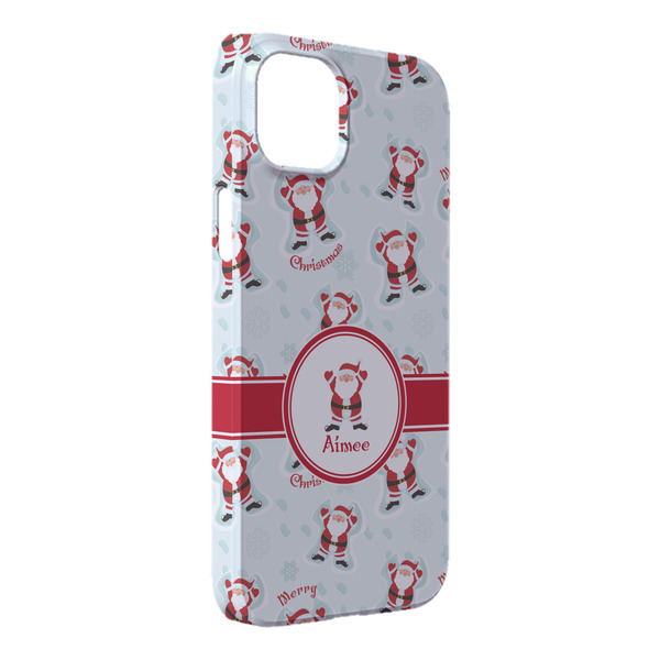 Custom Santa Clause Making Snow Angels iPhone Case - Plastic - iPhone 14 Pro Max (Personalized)