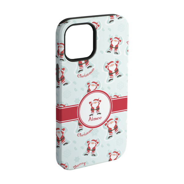 Custom Santa Clause Making Snow Angels iPhone Case - Rubber Lined - iPhone 15 (Personalized)