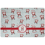 Santa Clause Making Snow Angels Dog Food Mat w/ Name or Text