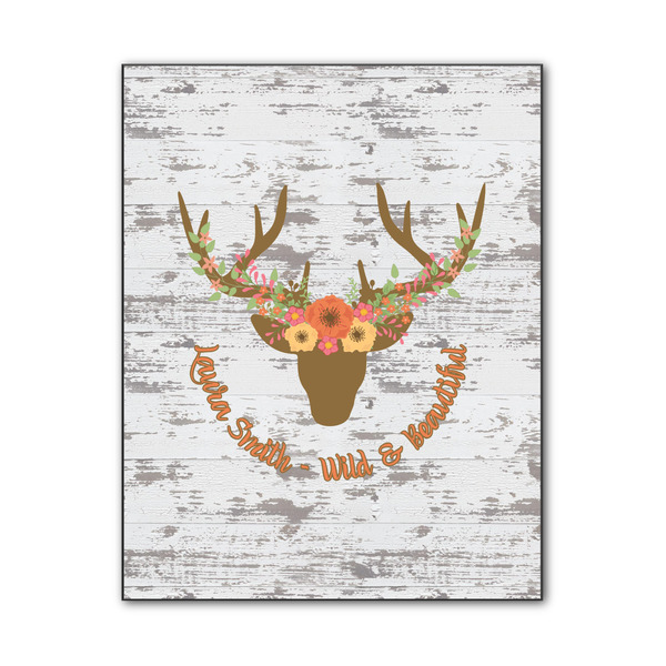 Custom Floral Antler Wood Print - 11x14 (Personalized)