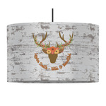 Floral Antler 12" Drum Pendant Lamp - Fabric (Personalized)