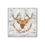 Floral Antler Wood Print - 12x12 (Personalized)