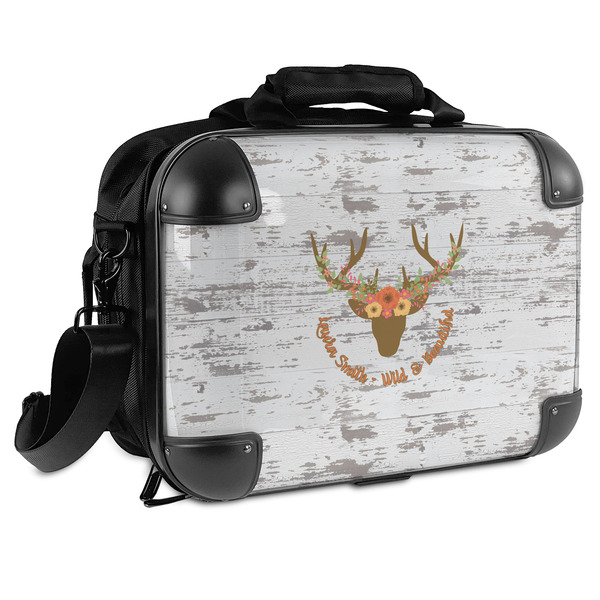 Custom Floral Antler Hard Shell Briefcase - 15" (Personalized)