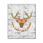 Floral Antler Wood Print - 16x20 (Personalized)