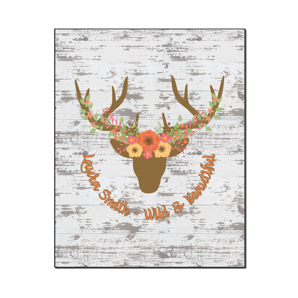 Custom Floral Antler Wood Print - 16x20 (Personalized)