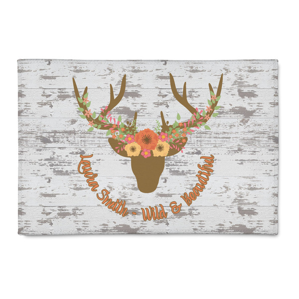 Custom Floral Antler 2' x 3' Indoor Area Rug (Personalized)