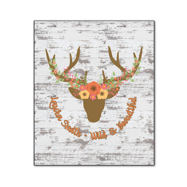 Custom Floral Antler Wood Print - 20x24 (Personalized)