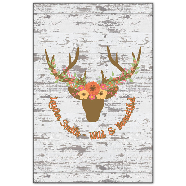 Custom Floral Antler Wood Print - 20x30 (Personalized)