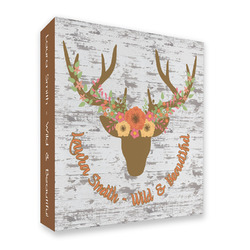 Floral Antler 3 Ring Binder - Full Wrap - 2" (Personalized)