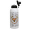 Floral Antler Aluminum Water Bottle - White Front