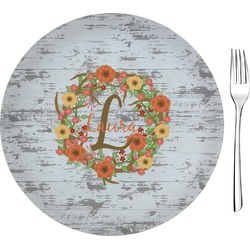 Floral Antler 8" Glass Appetizer / Dessert Plates - Single or Set (Personalized)