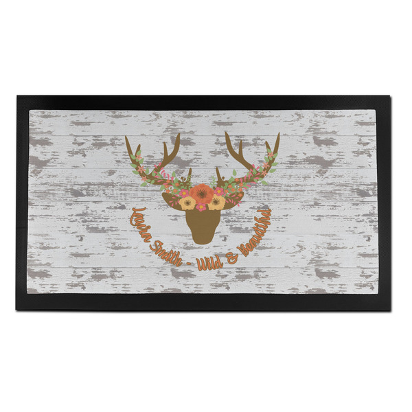 Custom Floral Antler Bar Mat - Small (Personalized)