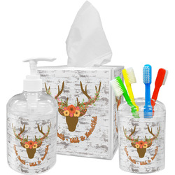 Floral Antler Acrylic Bathroom Accessories Set w/ Name or Text