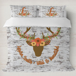 Floral Antler Duvet Cover Set - King (Personalized)