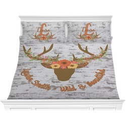 Floral Antler Comforter Set - King (Personalized)