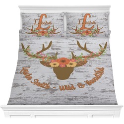 Floral Antler Comforter Set - Full / Queen (Personalized)