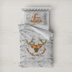 Floral Antler Duvet Cover Set - Twin XL (Personalized)