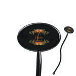 Floral Antler 7" Oval Plastic Stir Sticks - Black - Double Sided (Personalized)