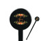 Floral Antler Black Plastic 7" Stir Stick - Round - Closeup