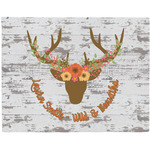 Floral Antler Woven Fabric Placemat - Twill w/ Name or Text