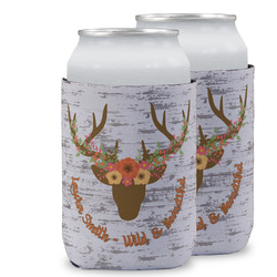 Floral Antler Can Cooler (12 oz) w/ Name or Text