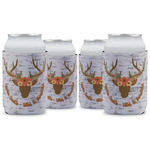 Floral Antler Can Cooler (12 oz) - Set of 4 w/ Name or Text