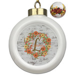 Floral Antler Ceramic Ball Ornaments - Poinsettia Garland (Personalized)