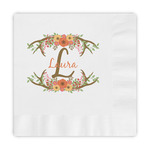 Floral Antler Embossed Decorative Napkins (Personalized)