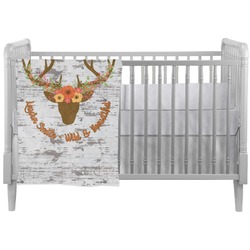 Floral Antler Crib Comforter / Quilt (Personalized)