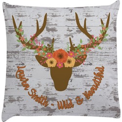 Floral Antler Decorative Pillow Case (Personalized)
