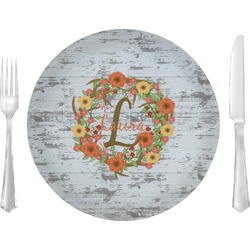 Floral Antler Glass Lunch / Dinner Plate 10" (Personalized)