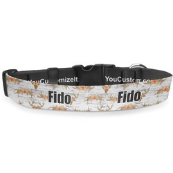 Floral Antler Deluxe Dog Collar - Medium (11.5" to 17.5") (Personalized)