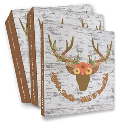 Floral Antler 3 Ring Binder - Full Wrap (Personalized)