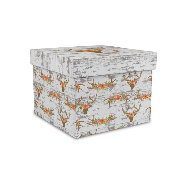 Custom Floral Antler Gift Box with Lid - Canvas Wrapped - Small (Personalized)