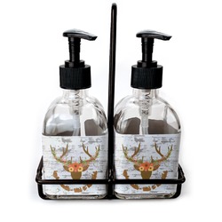 Floral Antler Glass Soap & Lotion Bottle Set (Personalized)