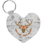 Floral Antler Heart Plastic Keychain w/ Name or Text