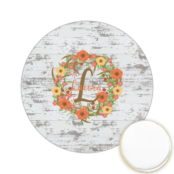 Custom Floral Antler Printed Cookie Topper - 2.15" (Personalized)