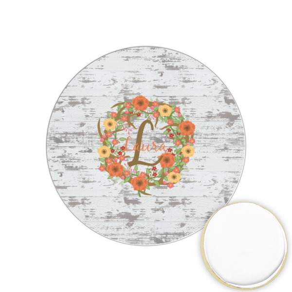 Custom Floral Antler Printed Cookie Topper - 1.25" (Personalized)