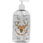 Floral Antler Plastic Soap / Lotion Dispenser (16 oz - Large - White) (Personalized)