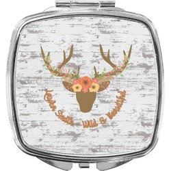 Floral Antler Compact Makeup Mirror (Personalized)