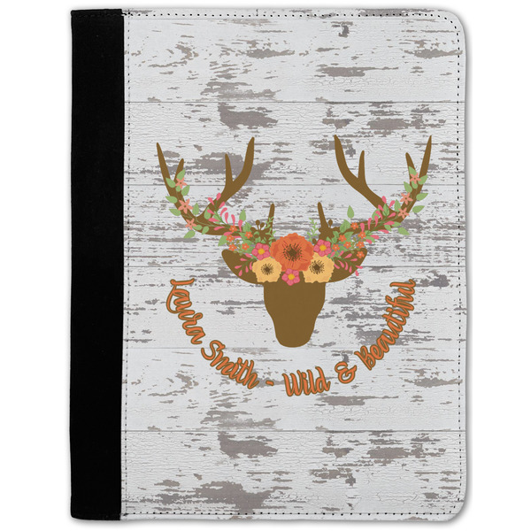 Custom Floral Antler Notebook Padfolio - Medium w/ Name or Text