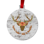 Floral Antler Metal Ball Ornament - Double Sided w/ Name or Text