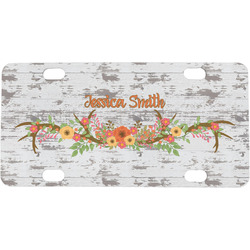 Floral Antler Mini / Bicycle License Plate (4 Holes) (Personalized)