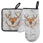 Floral Antler Left Oven Mitt & Pot Holder Set w/ Name or Text